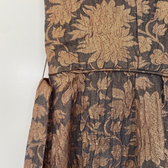 Vintage 50s Metallic Brocade Dress (I Magnin & Co) - Picture 4 of 5